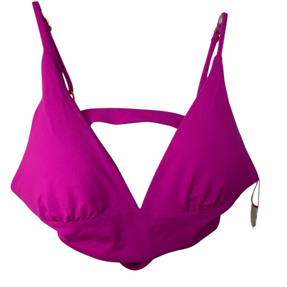 L Space Vibrant Pink Triangle Bikini Top Medium NWT - Picture 1 of 8
